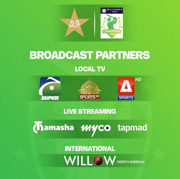 Pakistan Champions Cup Broadcast Channel List How to watch