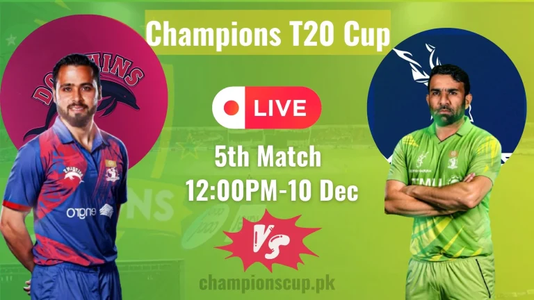 Dolphins vs Markhors Live streaming 5th Match Champions T20 cup