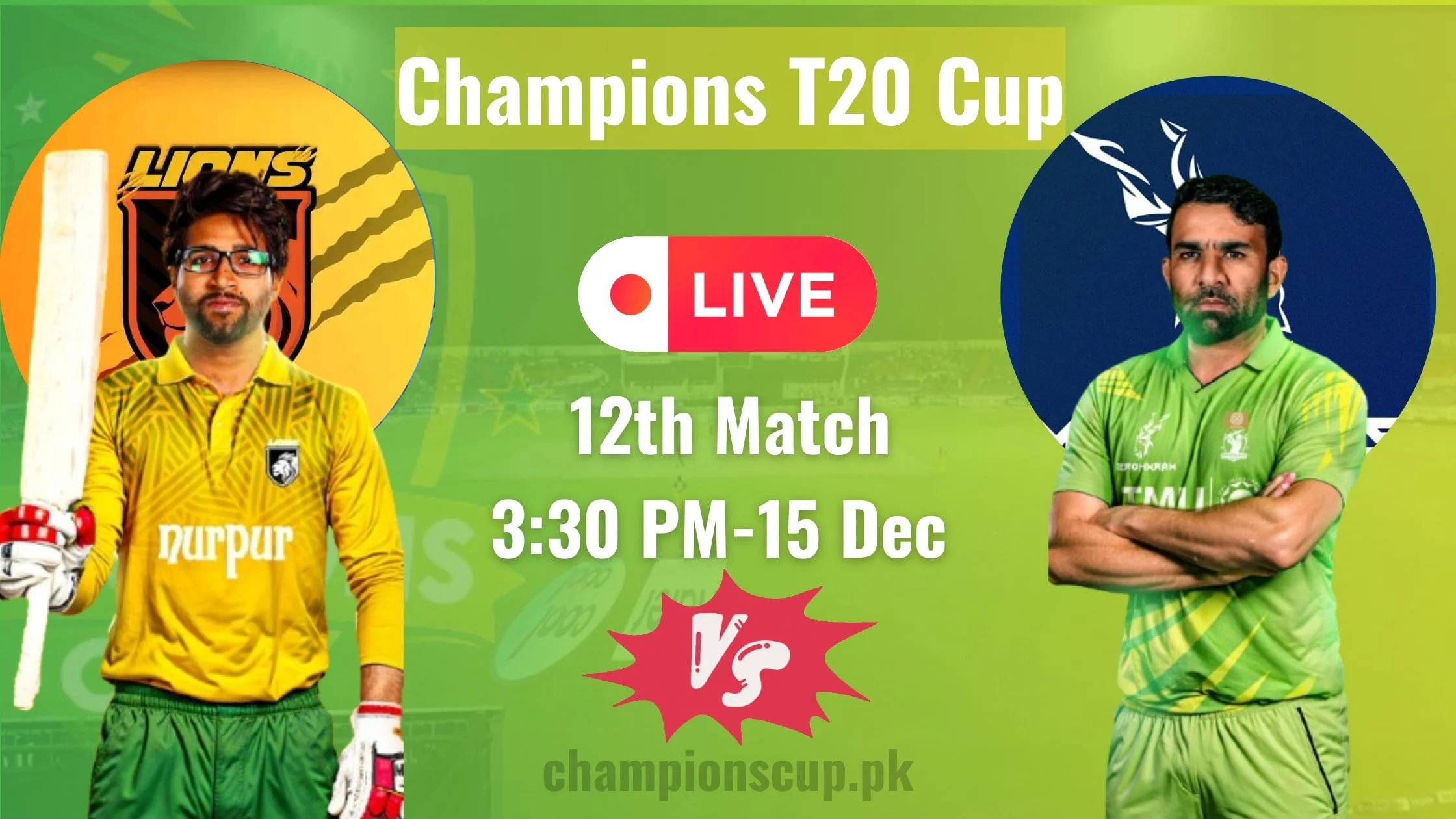 Lions vs Markhors Live Streaming | 12th Match Champions T20 Cup