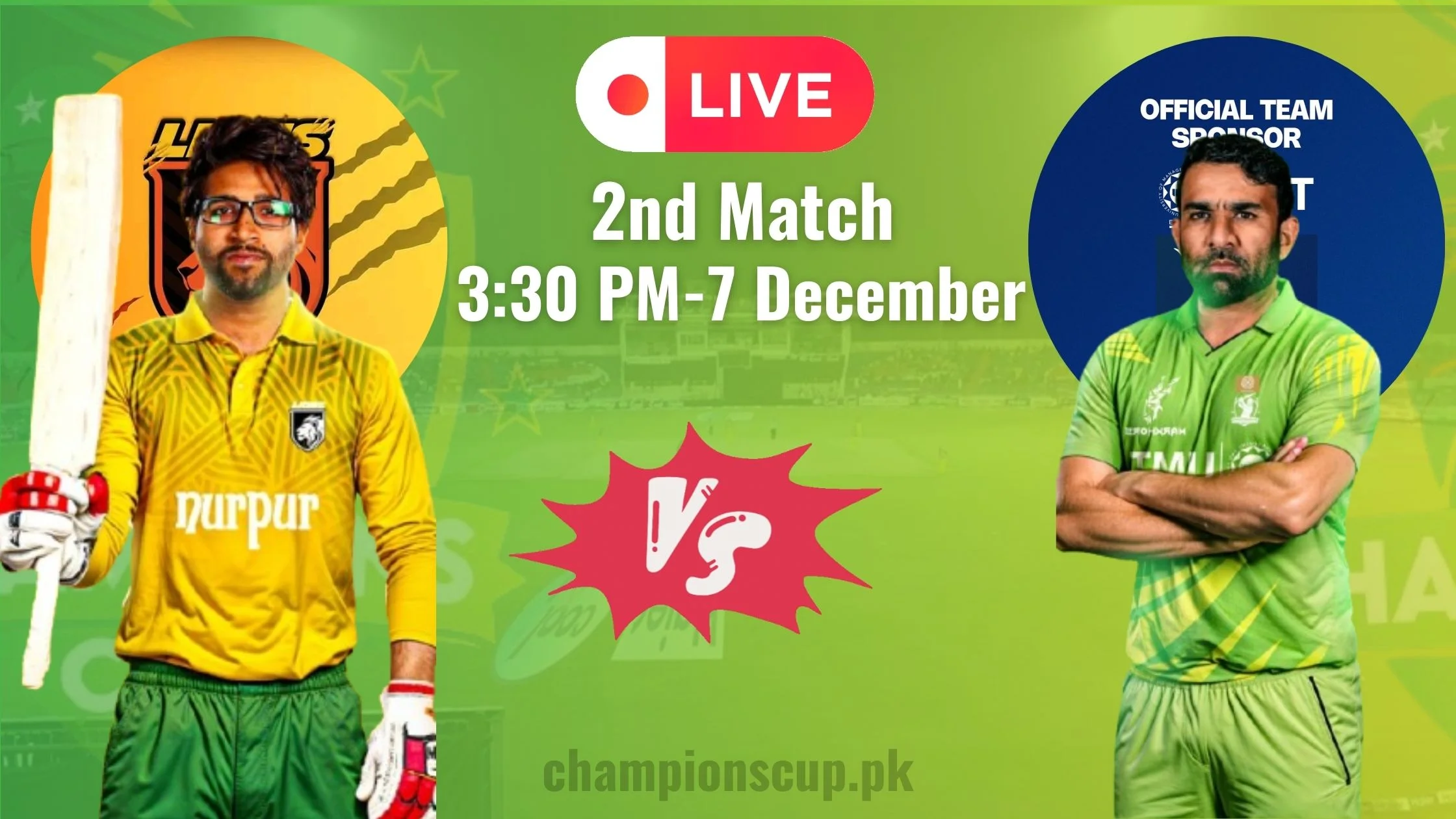 Lions vs Markhors Live Streaming | 2nd Match of Champions T20 Cup