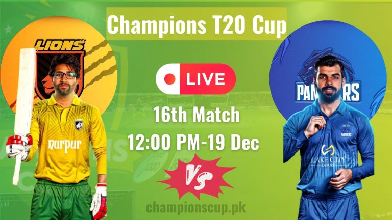 Lions vs Panthers Live Streaming | 16th Match Champions T20 Cup