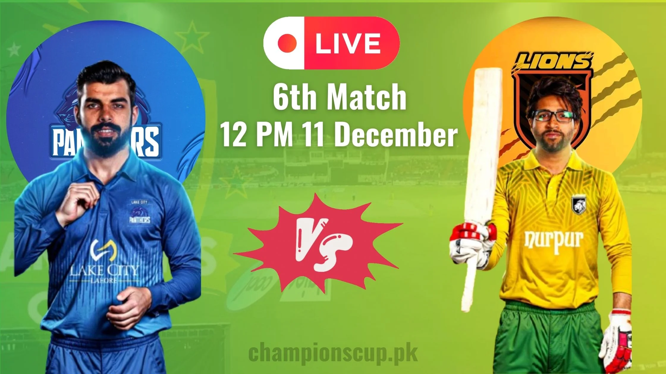 Lions vs Panthers Live Streaming | 6th Match Champions T20 Cup