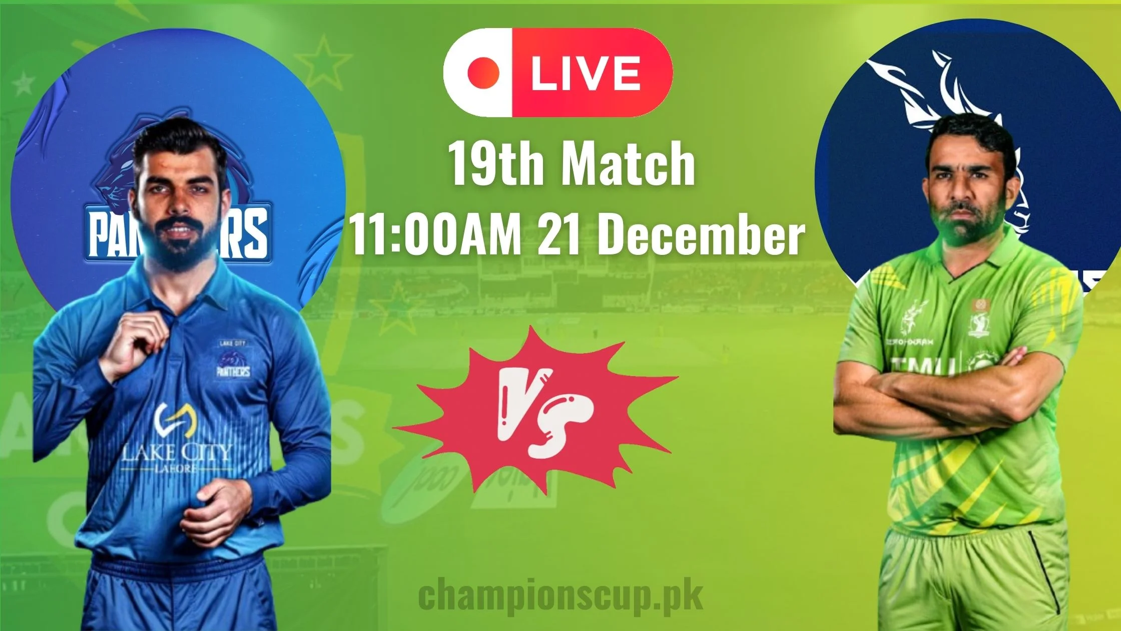 Panthers vs Markhors Live Streaming | 19th Match Champions T20 Cup