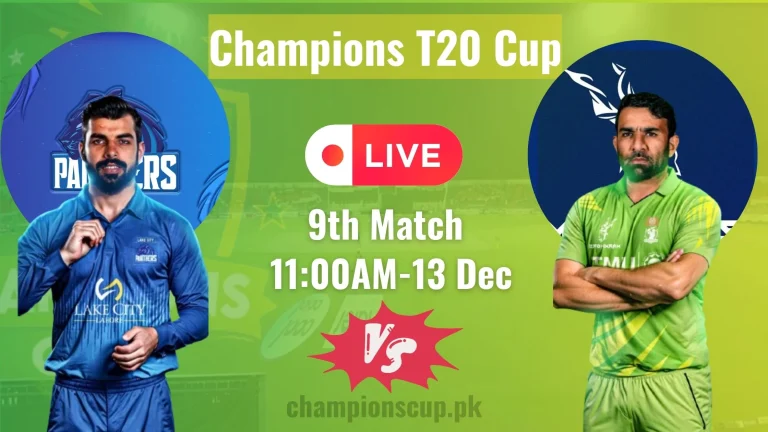 Panthers vs Markhors Live Streaming | 9th Match Champions T20 Cup