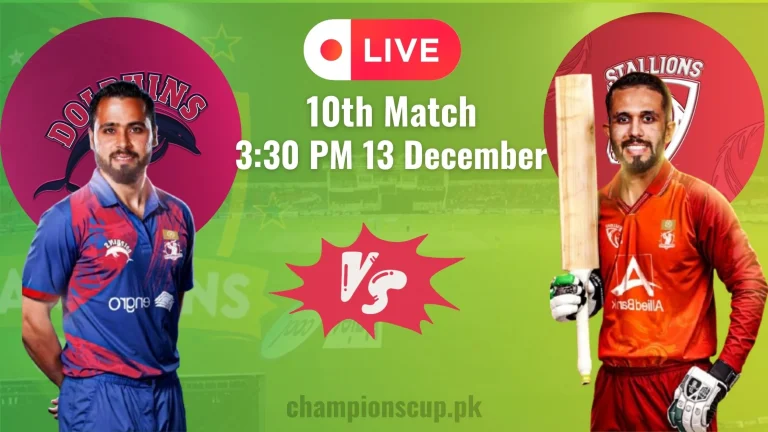 Stallions vs Dolphins Live Streaming | 10th Match Champions T20 Cup