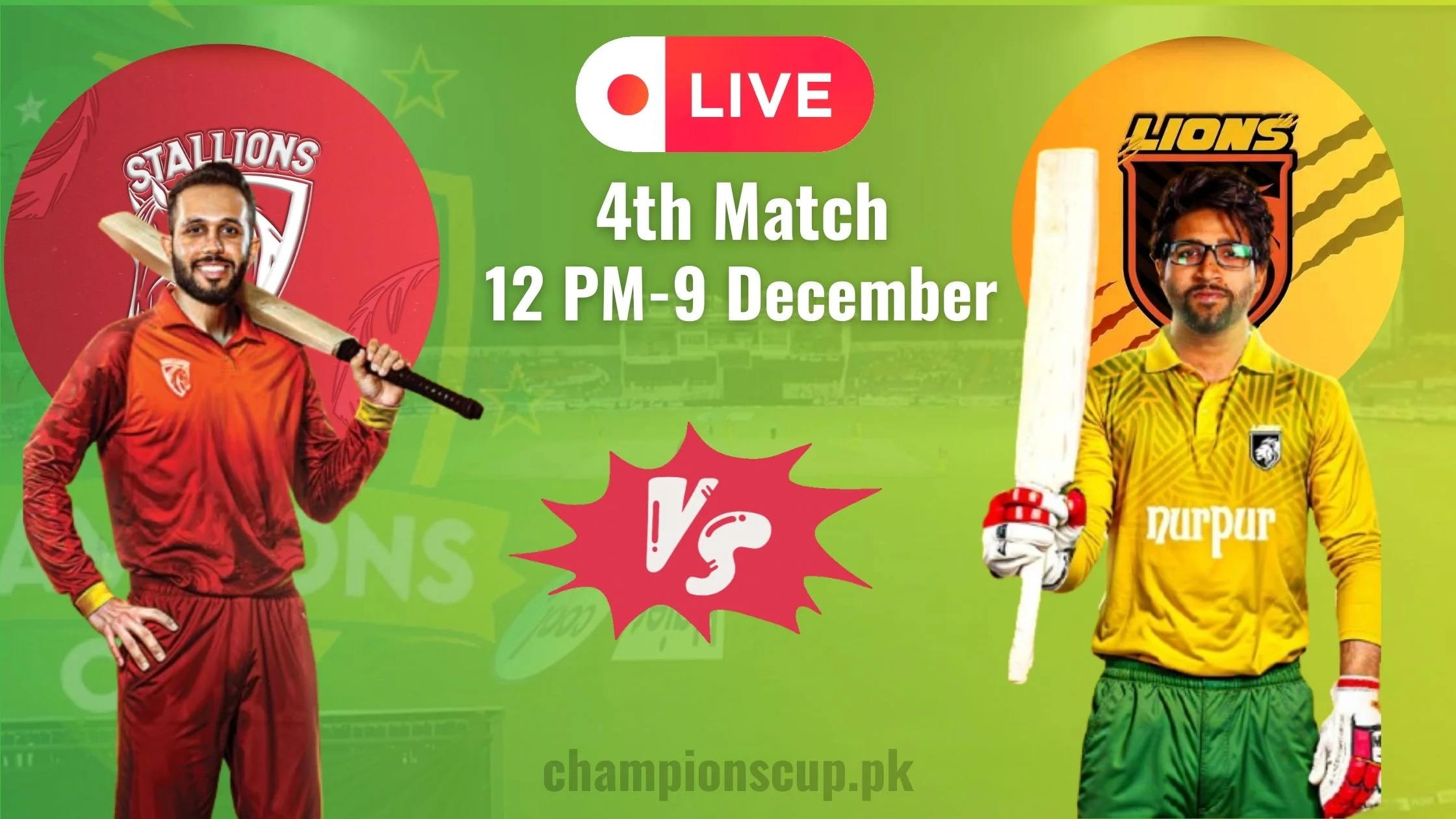 Stallions vs Lions Live streaming 4th Match Champions T20 cup