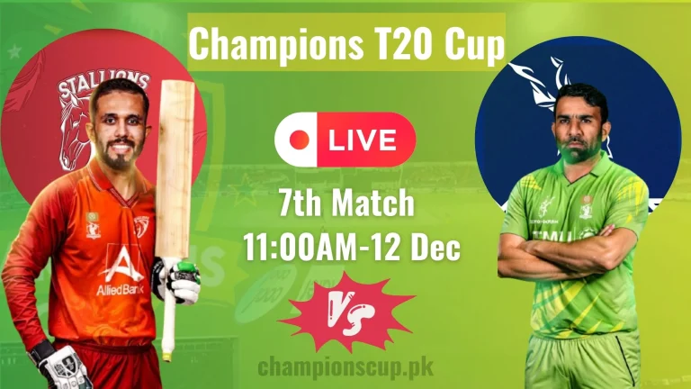 Stallions vs Markhors Live Streaming | 7th Match Champions T20 Cup